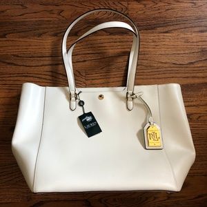 BRAND NEW Ralph Lauren cream white purse tote bag